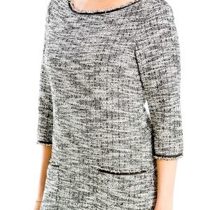 Max Studio Monochrome Textured Long Sleeve Dress